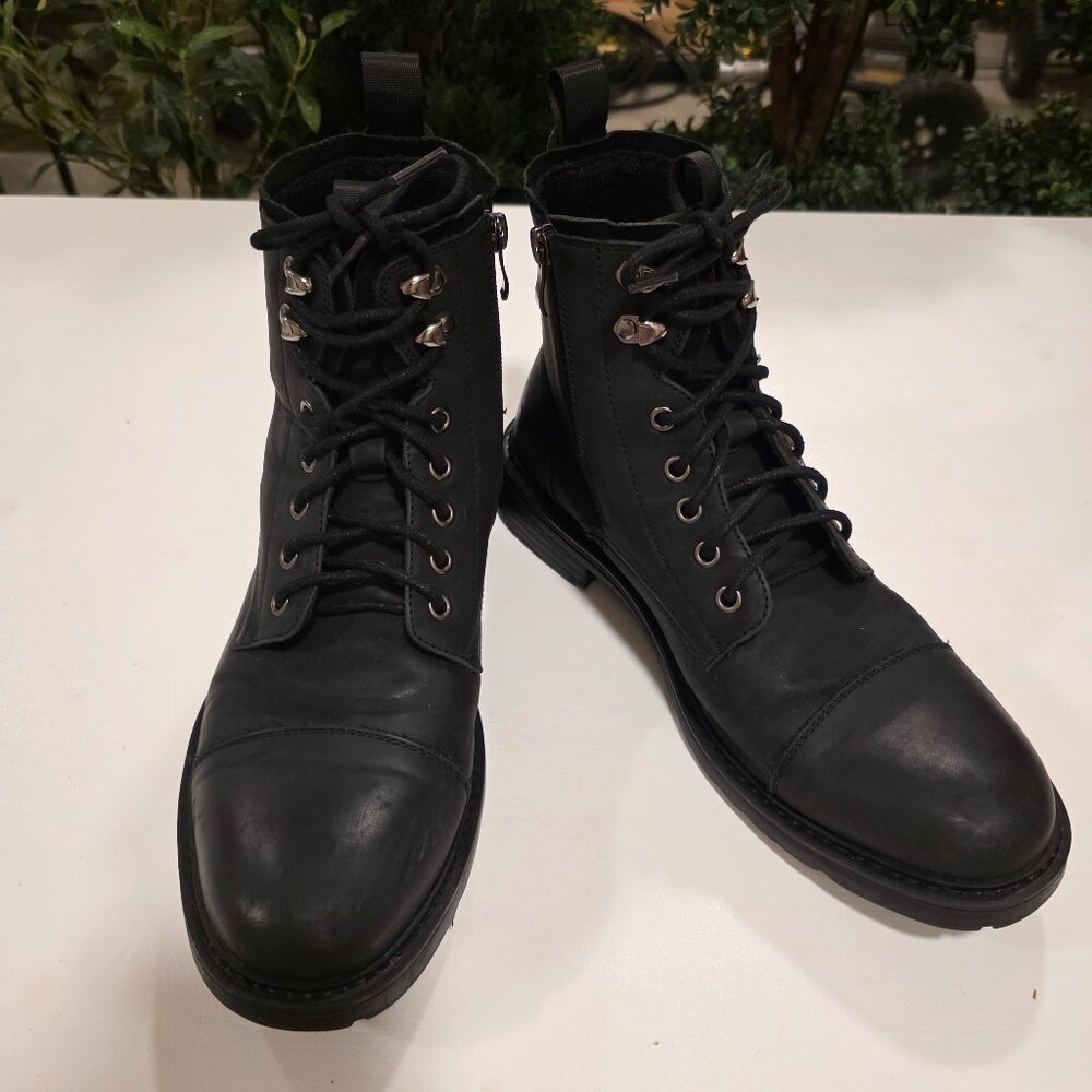 Vostey Motorcycle Casual Boots Black Leather Zipper Chukka Shoes Men's 9.5
